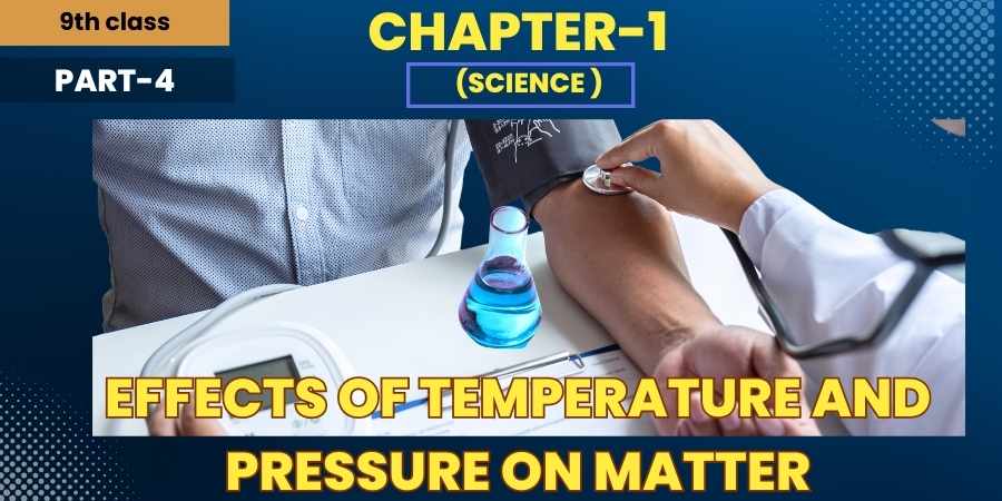 तापमान और दाब के प्रभाव को दर्शाती चित्र (illustration showing the effects of temperature and pressure on matter).